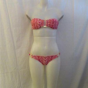 WOMENS VIX PINK,WHITE STRAPLESS BIKINI SIZE S